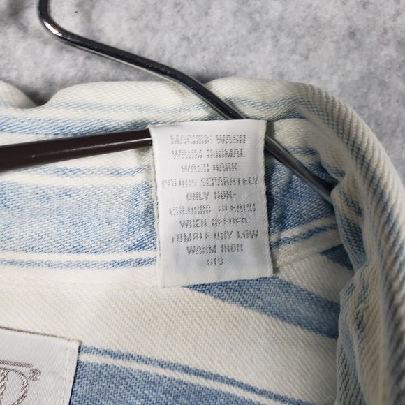 Lands' End Blue White Striped Button Up Shirt Women's Size M 100% Cotton L/S - Picture 5 of 8